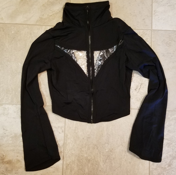 Blow UK plastic neo racer punk goth crop shrug top - Picture 3 of 7